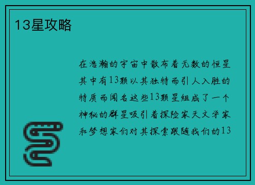 13星攻略